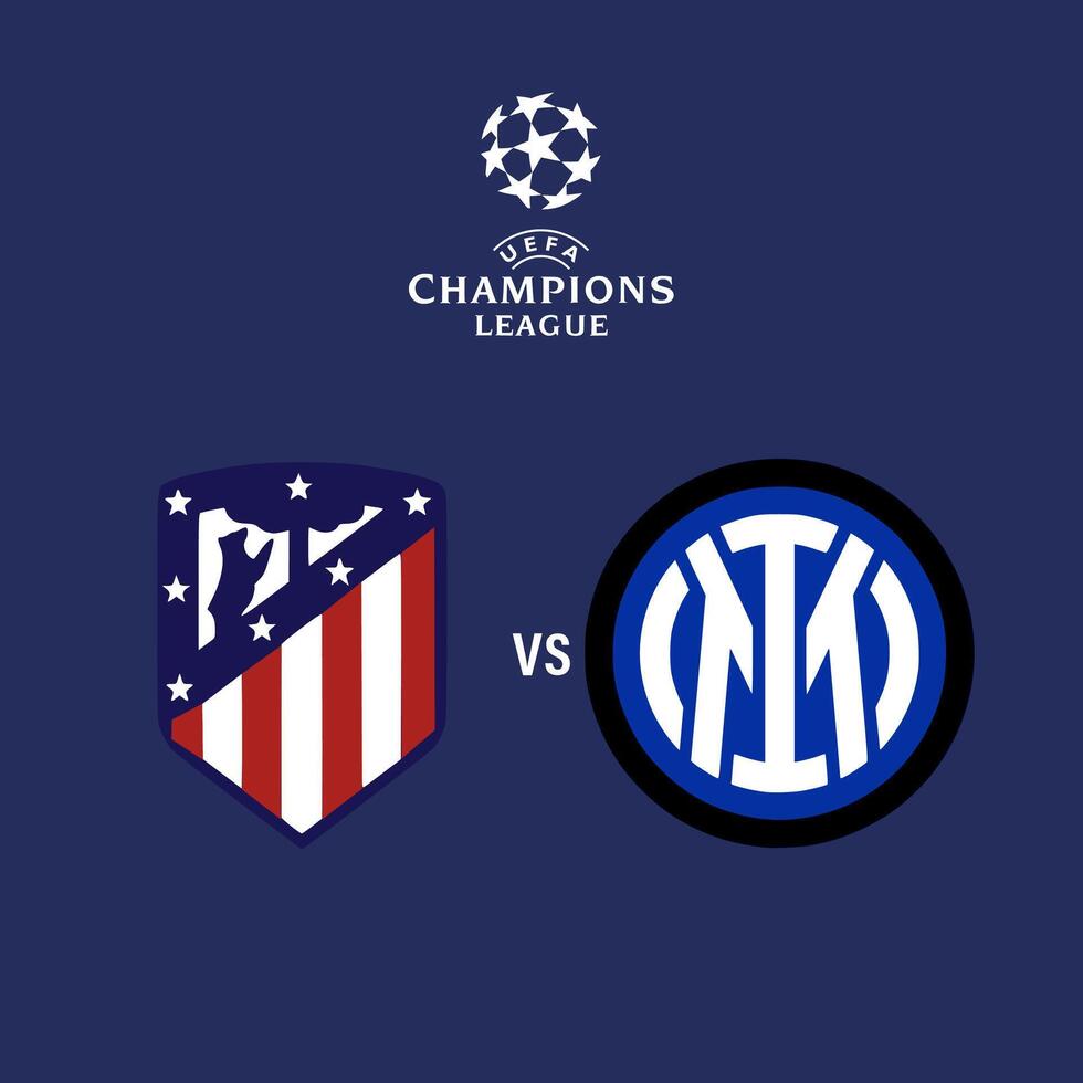 calcio calcio Inter Milano vs atletico Madrid logo. lega di campioni. vettore