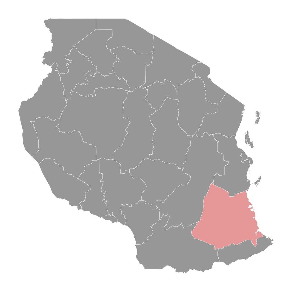 lindi regione carta geografica, amministrativo divisione di Tanzania. vettore illustrazione.