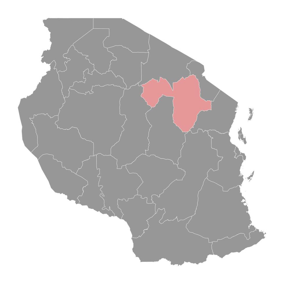 manyara regione carta geografica, amministrativo divisione di Tanzania. vettore illustrazione.