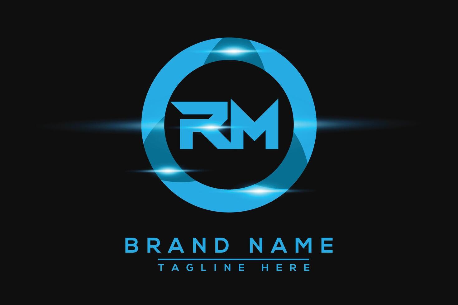 rm blu logo design. vettore logo design per attività commerciale.