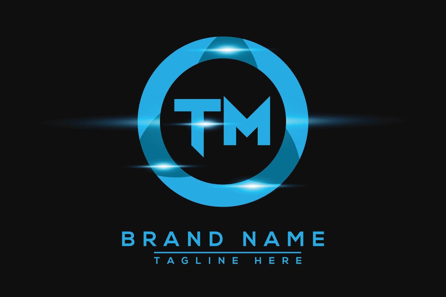 tm blu logo design. vettore logo design per attività commerciale.