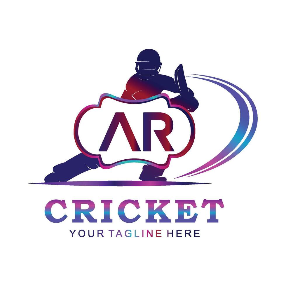 ar cricket logo, vettore illustrazione di cricket sport.