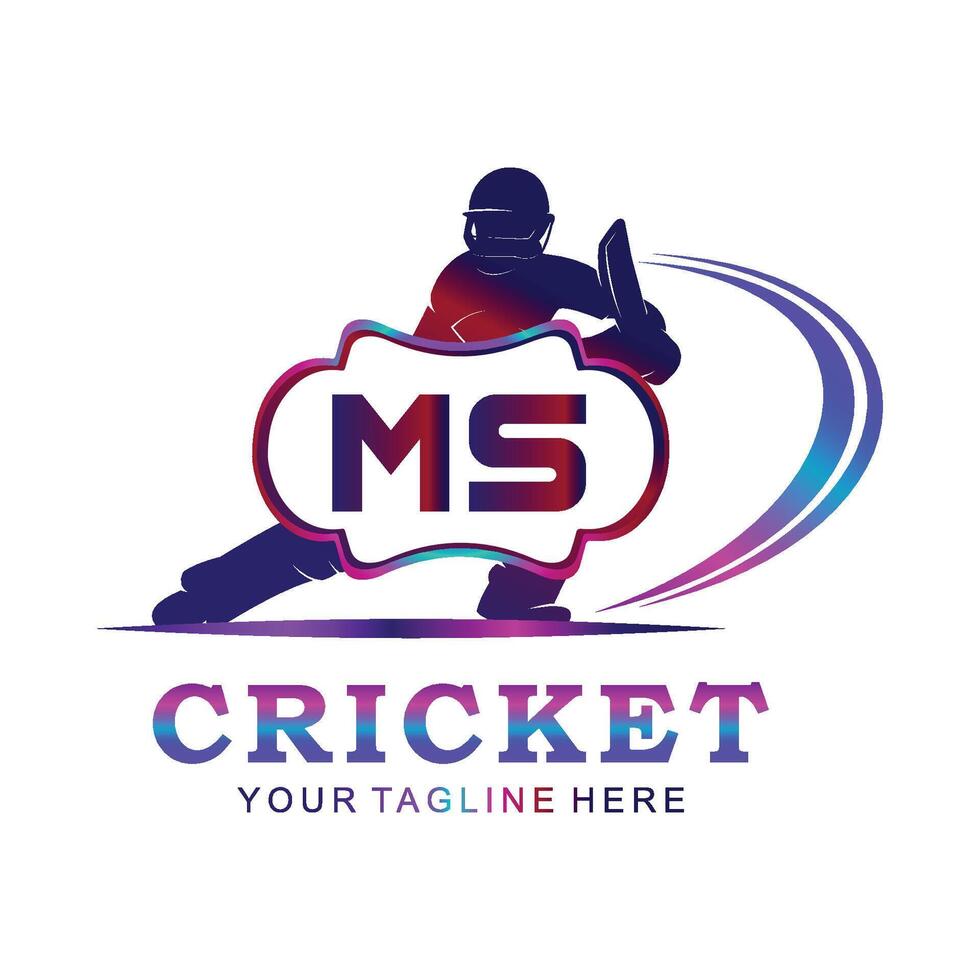 SM cricket logo, vettore illustrazione di cricket sport.