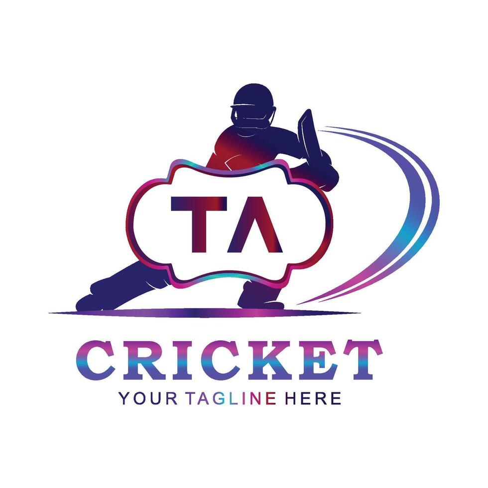 ta cricket logo, vettore illustrazione di cricket sport.