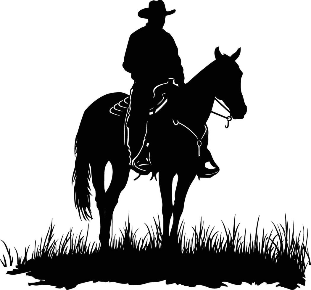 ai generato silhouette cowboy nel il cavallo pieno corpo vettore