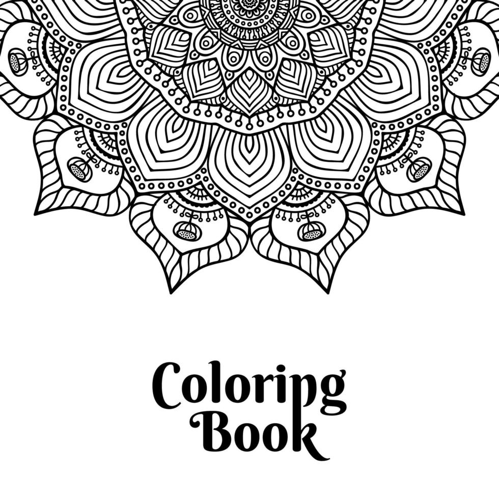 libro da colorare pagina mandala design nero vettore