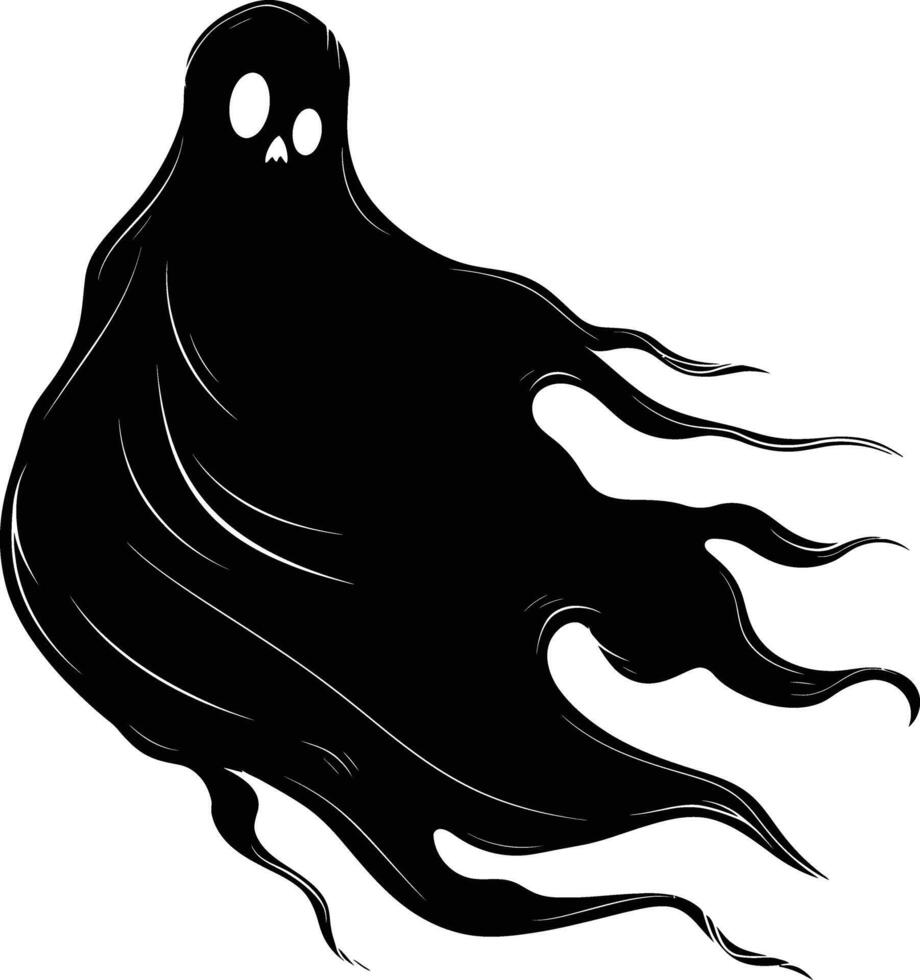 ai generato silhouette carino fantasma nero colore solo pieno corpo corpo vettore