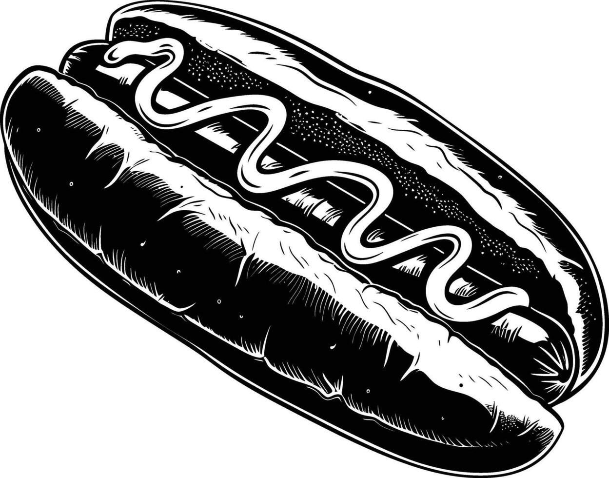 ai generato silhouette hot dog nero colore solo pieno corpo corpo vettore