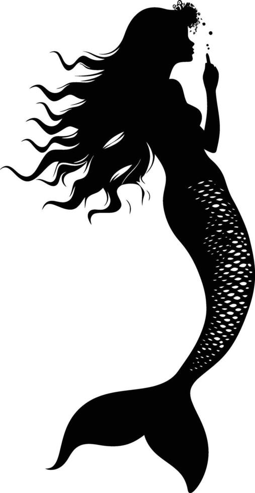 ai generato silhouette sirena nero colore solo pieno corpo corpo vettore