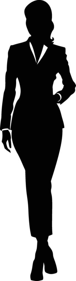 ai generato silhouette bussiness donna nero colore solo pieno corpo vettore
