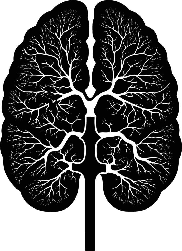 ai generato silhouette per interno organi di cervello nero colore solo vettore