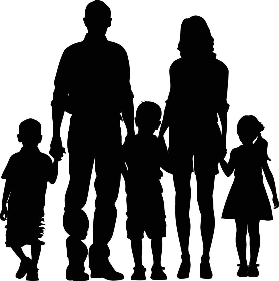 ai generato silhouette contento famiglia nero colore solo pieno corpo vettore