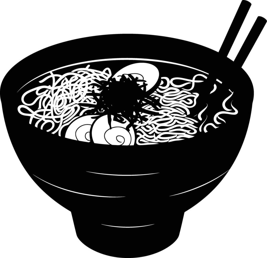 ai generato silhouette ramen o ramyeon nero colore solo vettore