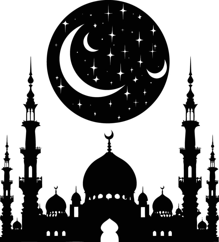 ai generato silhouette benedizione Ramadan vibrazioni Ramadan kareem islamico saluto carta vettore