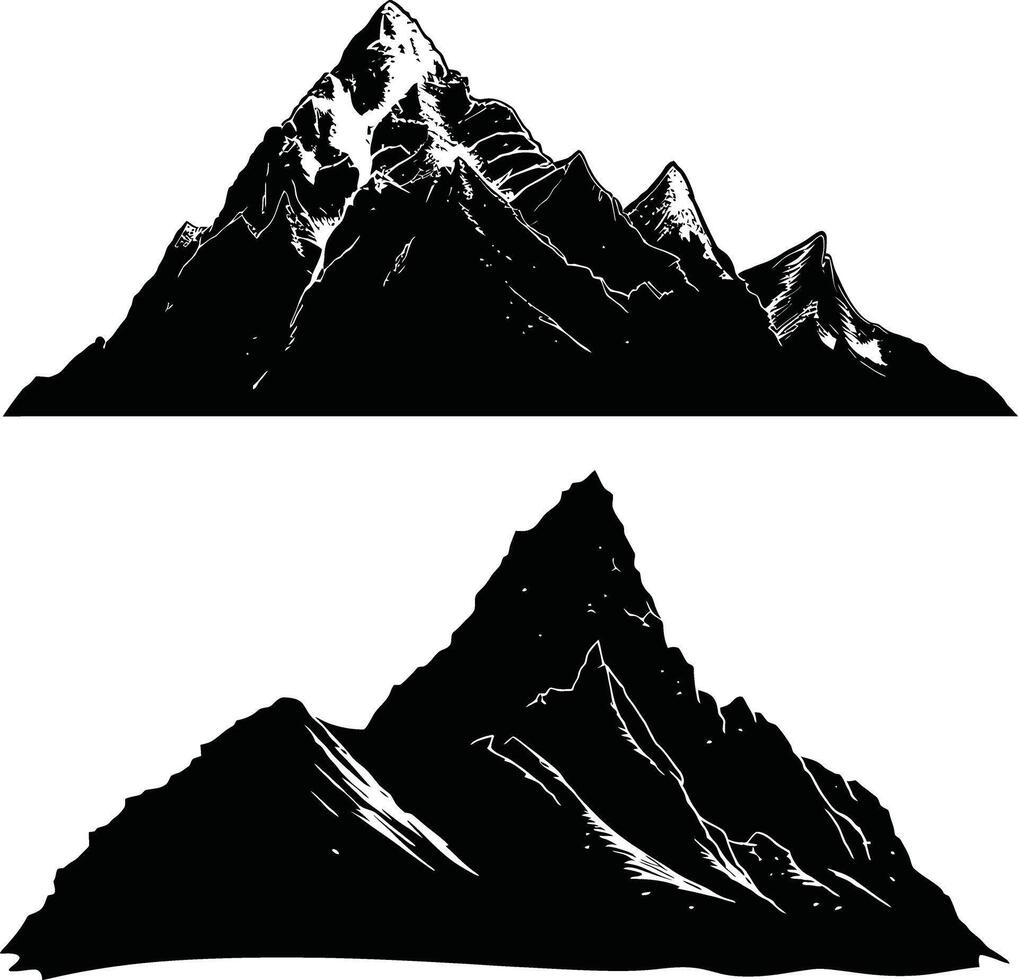 ai generato silhouette montagna pieno nero colore solo vettore