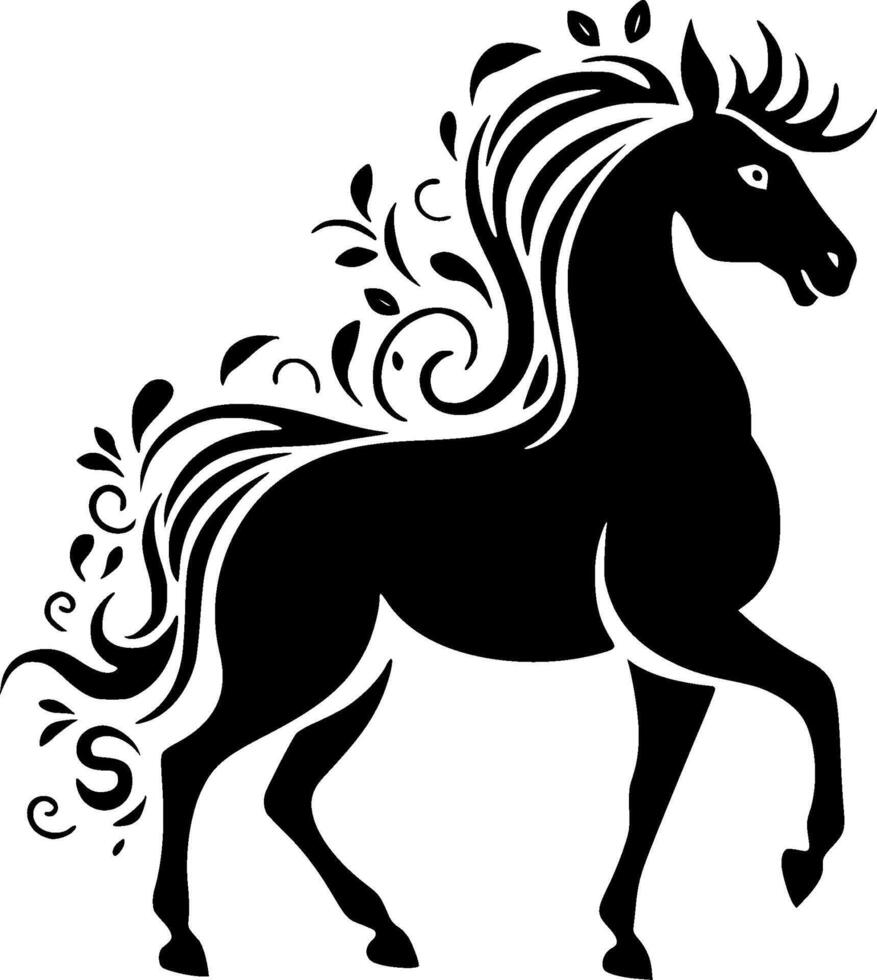 unicorno - nero e bianca isolato icona - vettore illustrazione