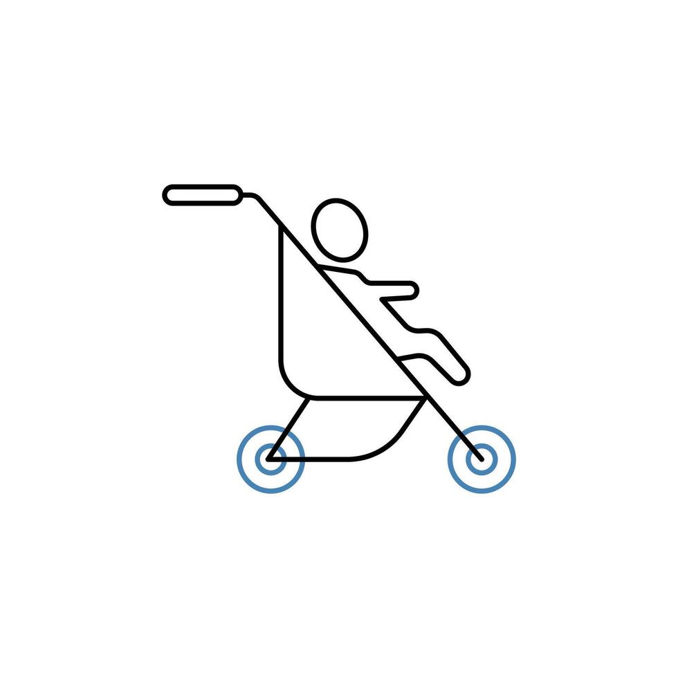 bambino nel un' passeggino concetto linea icona. semplice elemento illustrazione. bambino nel un' passeggino concetto schema simbolo design. vettore