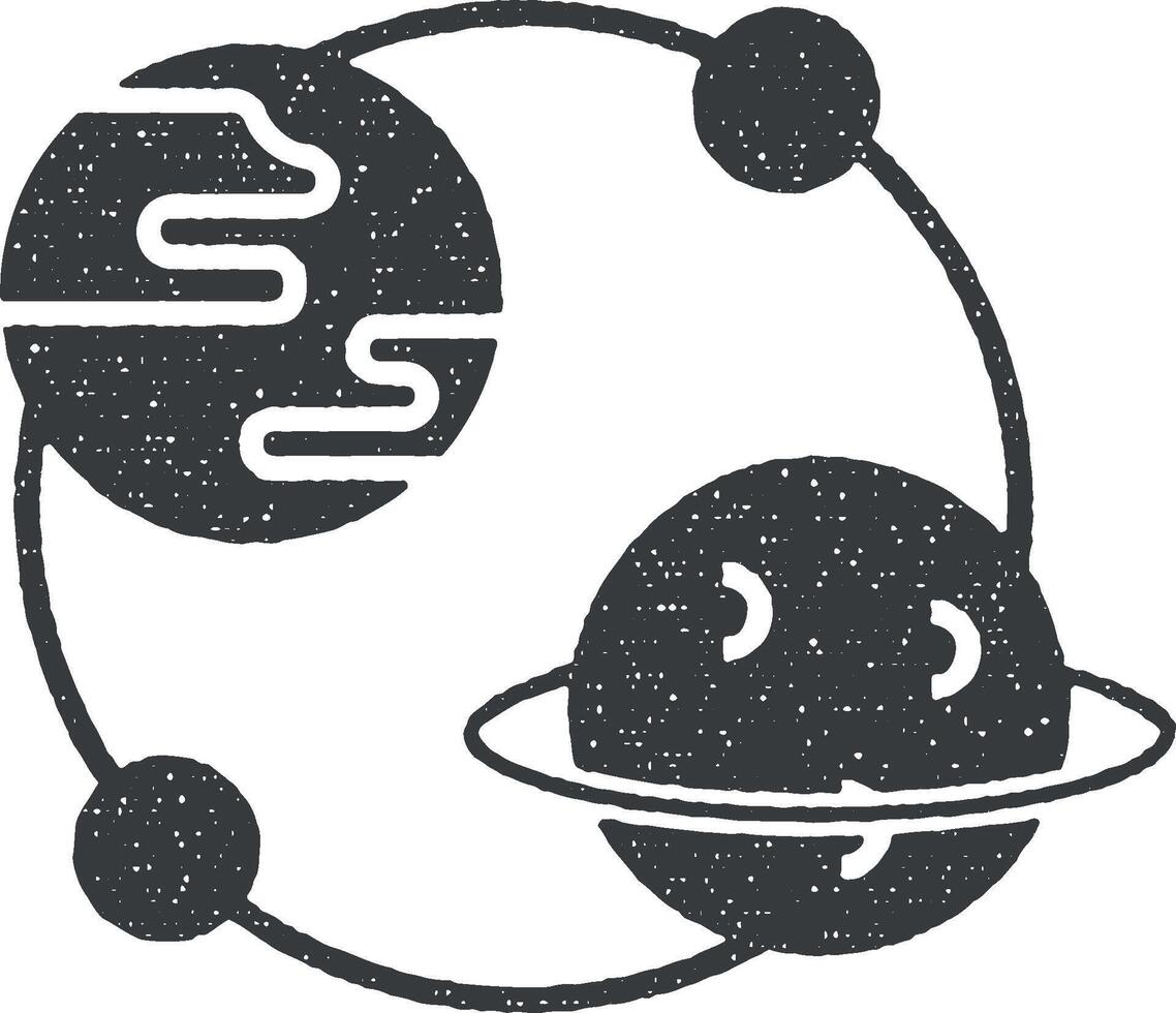 astronomia, terra icona vettore illustrazione nel francobollo stile