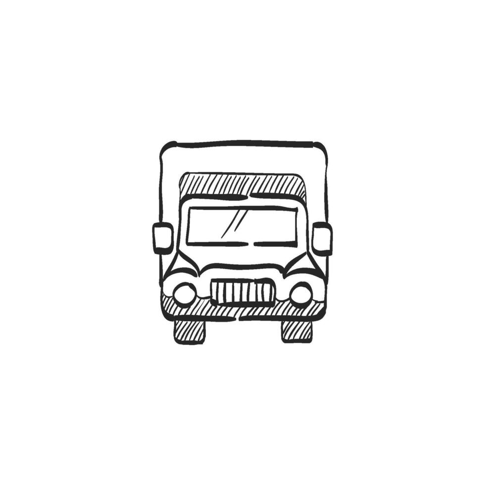 mano disegnato schizzo icona camion vettore