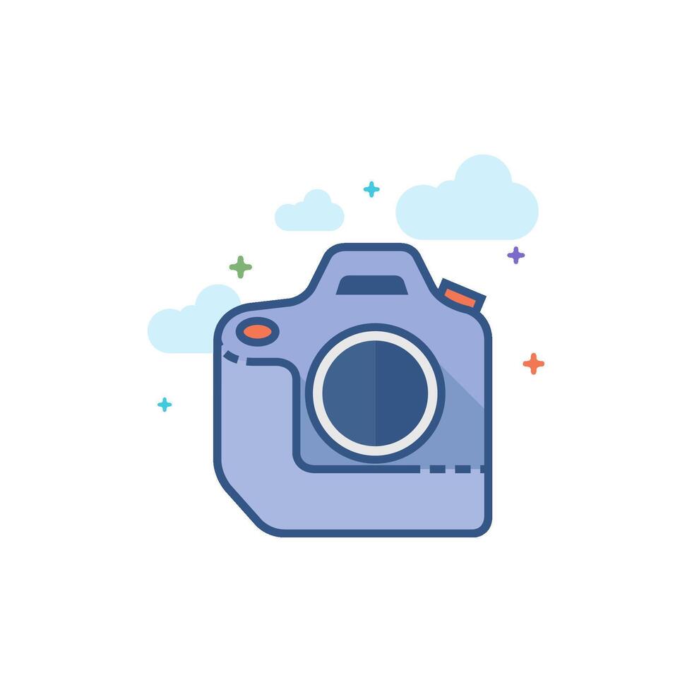 telecamera icona piatto colore stile vettore illustrazione