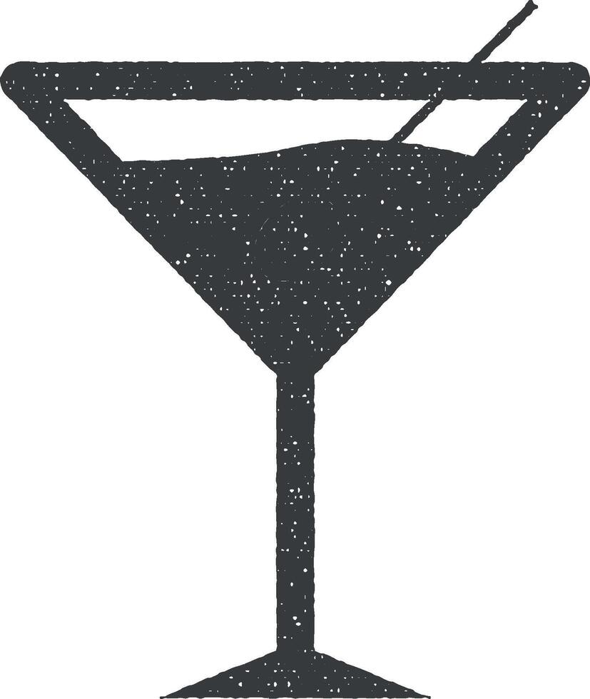 alcool cocktail icona vettore illustrazione nel francobollo stile