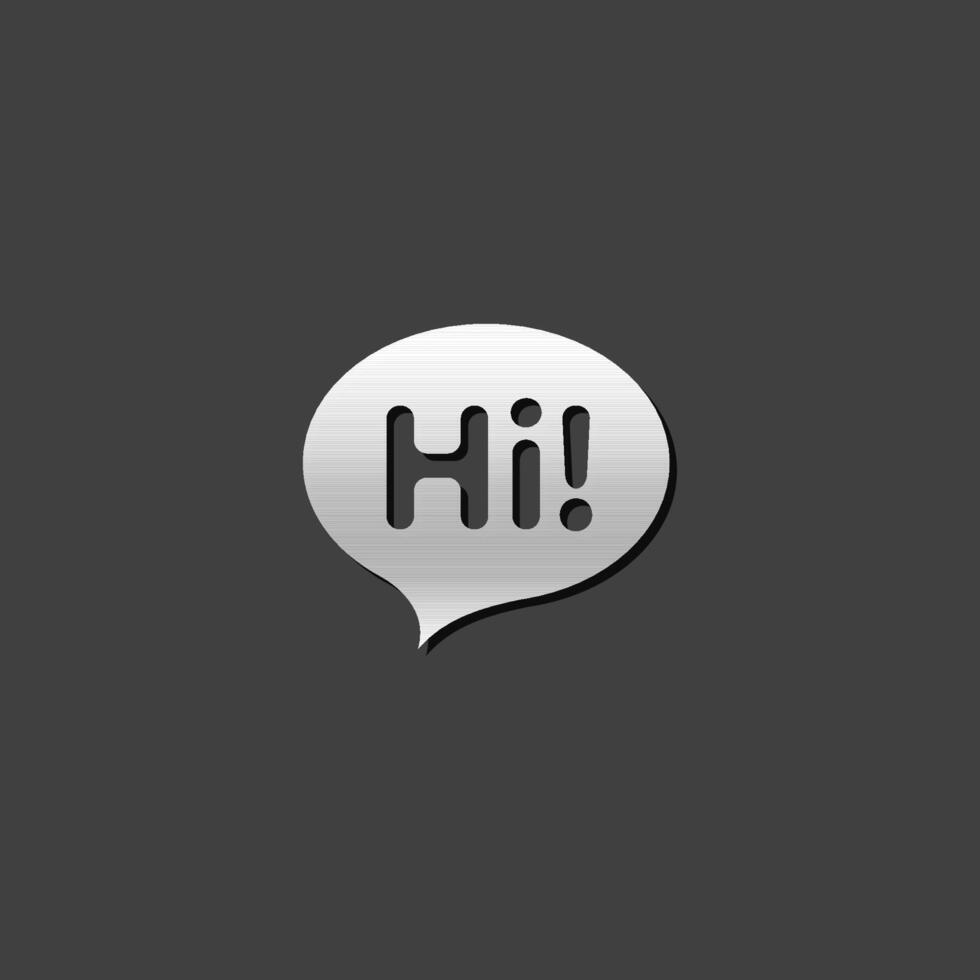 chat icona nel metallico grigio colore stile. testo bolle comunicazione saluto vettore