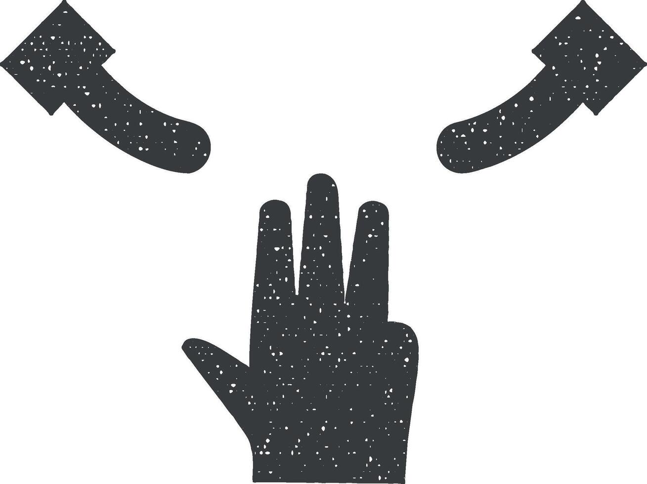 mano, dita, gesto vettore icona illustrazione con francobollo effetto
