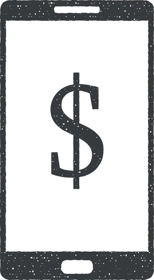 mobile bancario vettore icona illustrazione con francobollo effetto