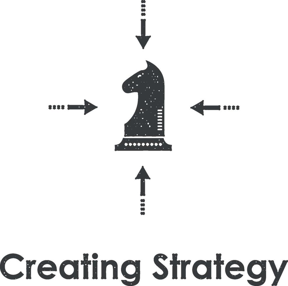 scacchi, cavallo, la creazione di strategia vettore icona illustrazione con francobollo effetto