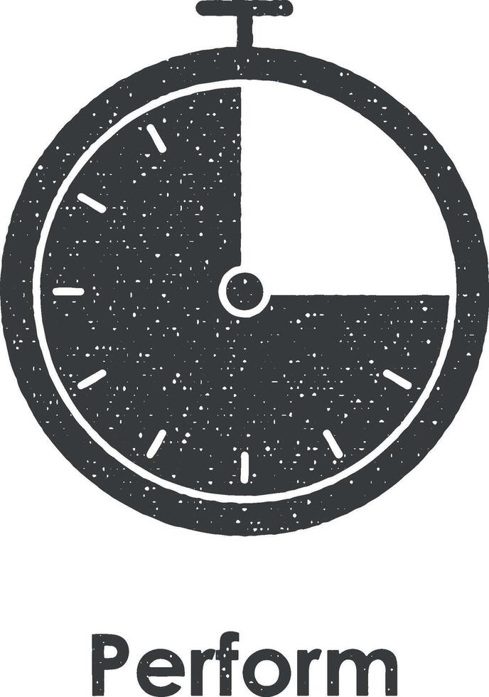 Timer, cronometro, eseguire vettore icona illustrazione con francobollo effetto