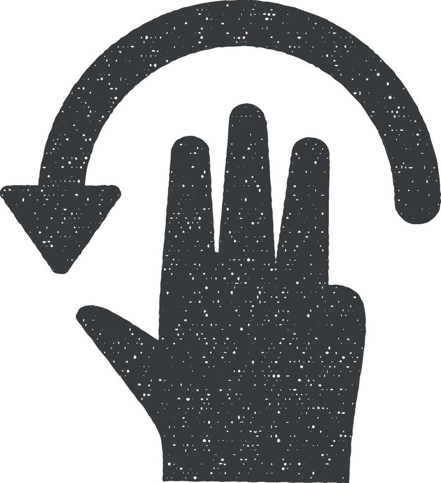 mano, dita, gesto, rubare ruotare, sinistra vettore icona illustrazione con francobollo effetto