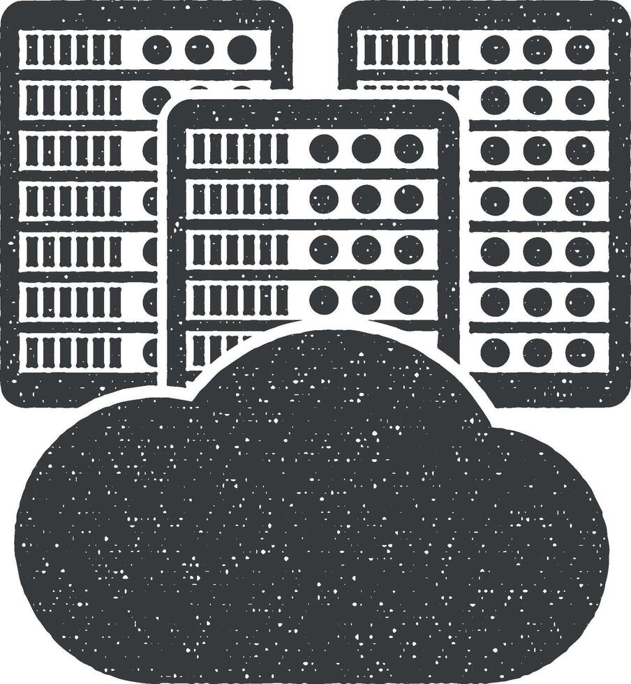 nube, dati, attrezzatura vettore icona illustrazione con francobollo effetto