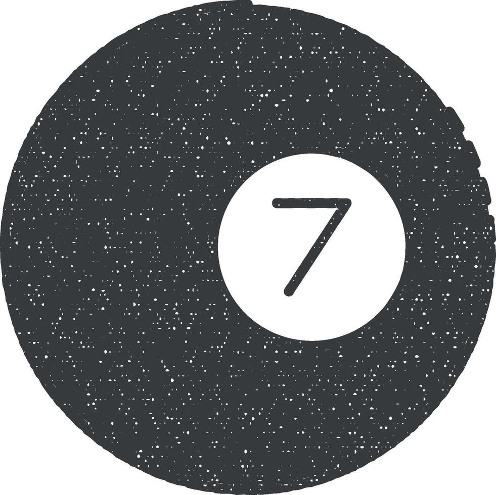 biliardo, sfera, 7, numero, sport vettore icona illustrazione con francobollo effetto
