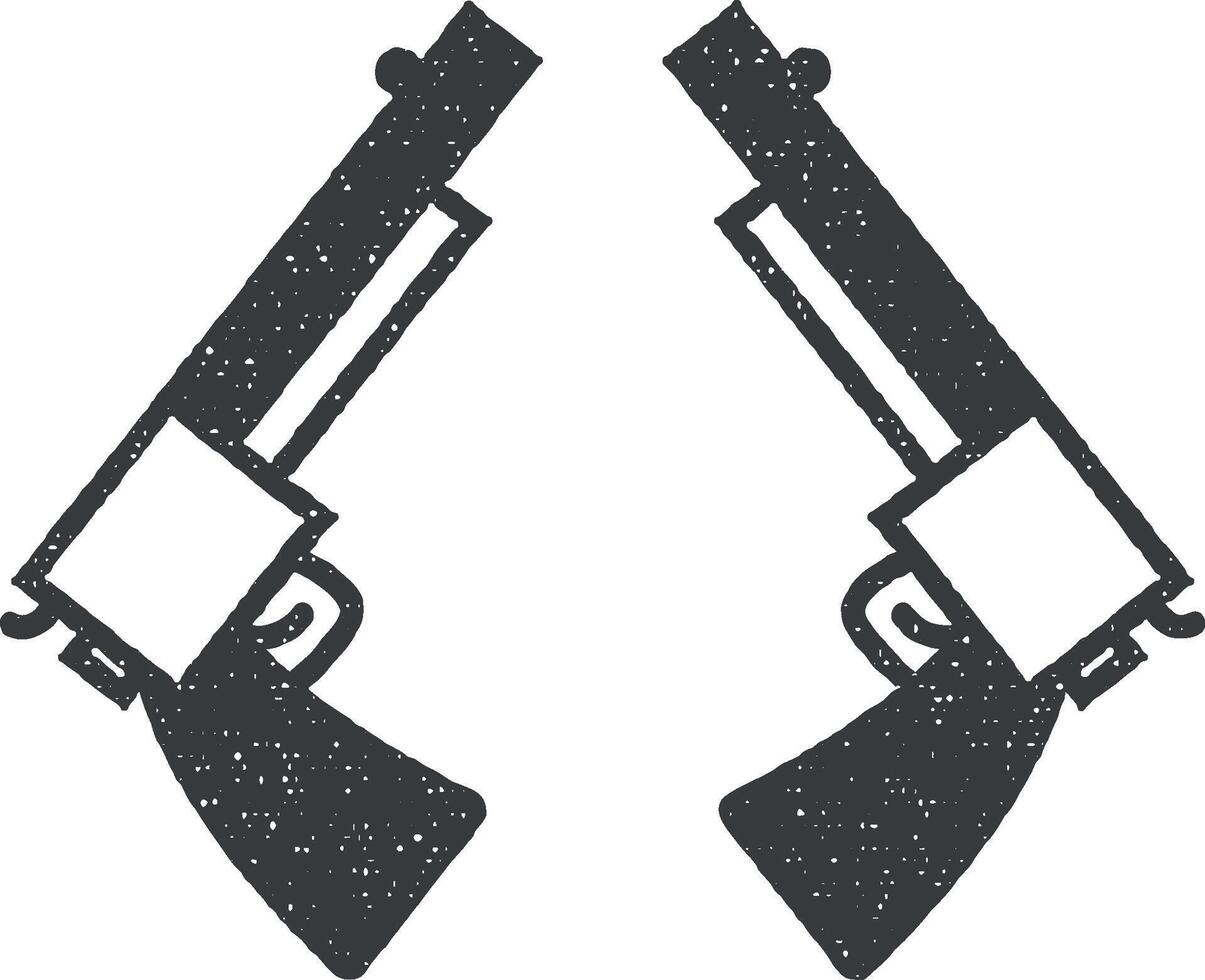 pistola, rivoltella vettore icona illustrazione con francobollo effetto