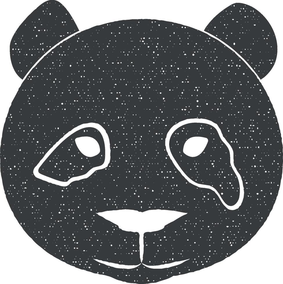 testa di panda silhouette vettore icona illustrazione con francobollo effetto