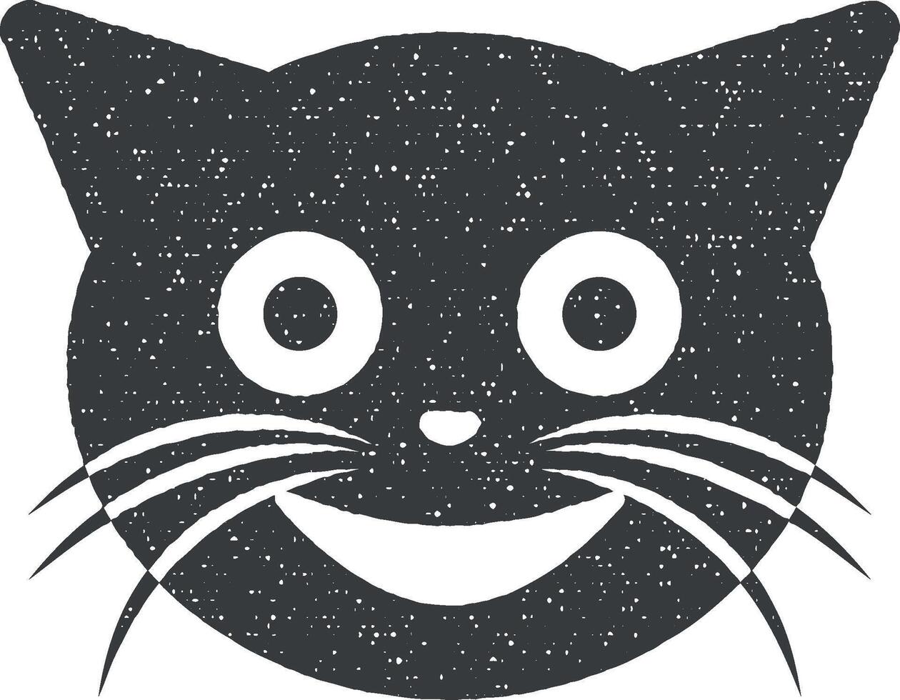 smiley gatto vettore icona illustrazione con francobollo effetto