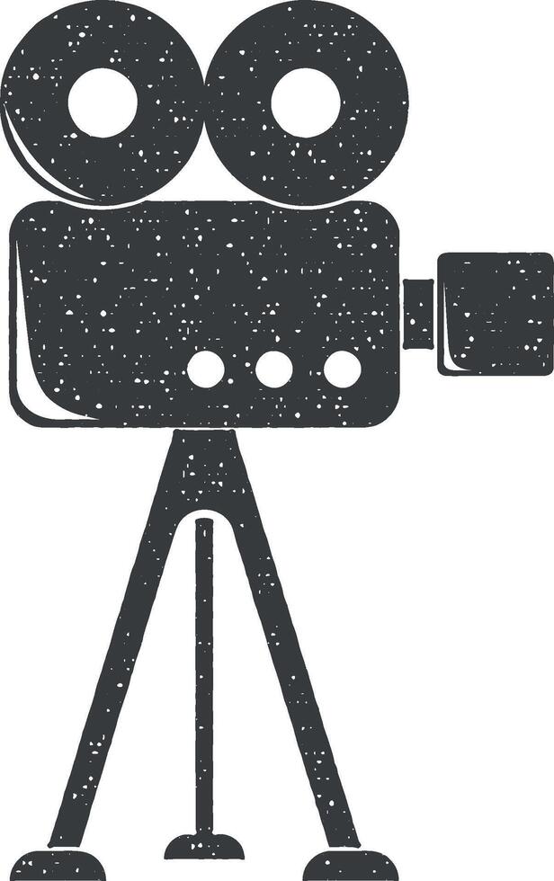 cinema telecamera vettore icona illustrazione con francobollo effetto