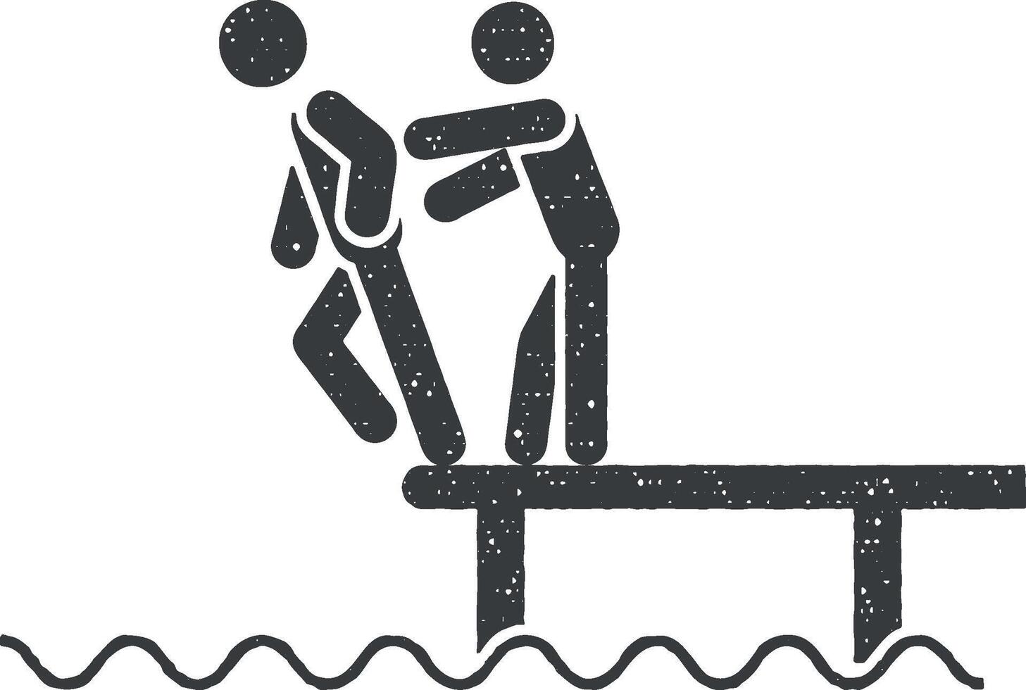 spingere in acqua vettore icona illustrazione con francobollo effetto