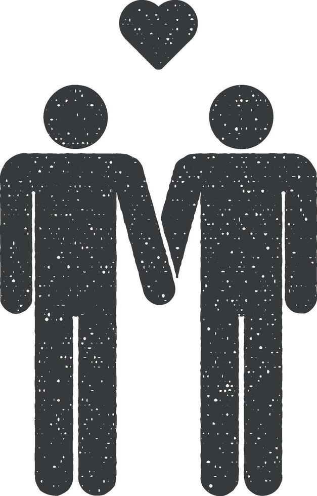 gay coppia nel amore vettore icona illustrazione con francobollo effetto