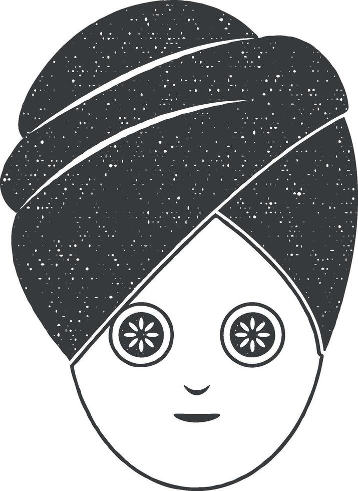 maschera su il ragazza S viso vettore icona illustrazione con francobollo effetto