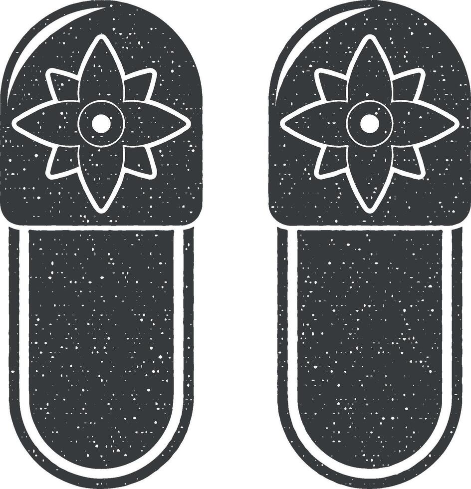 pantofole vettore icona illustrazione con francobollo effetto