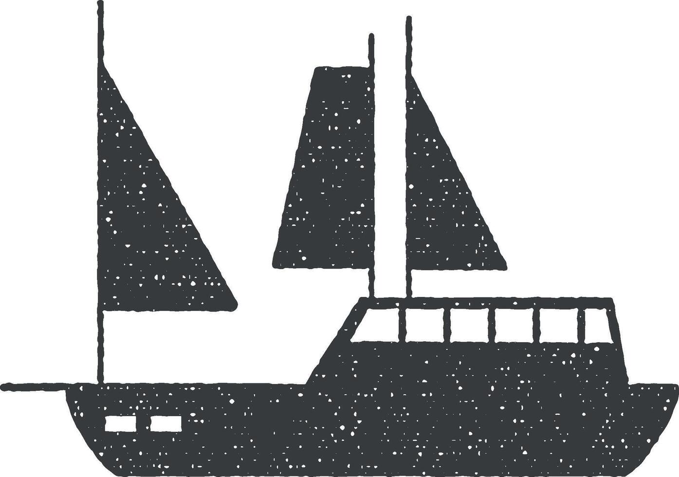 acqua trasporto, andare in barca nave vettore icona illustrazione con francobollo effetto