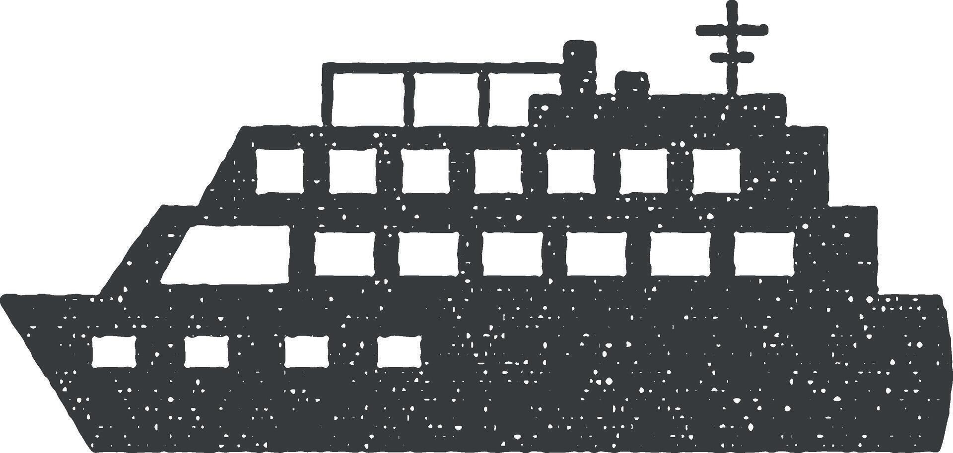 acqua trasporto, crociera nave vettore icona illustrazione con francobollo effetto