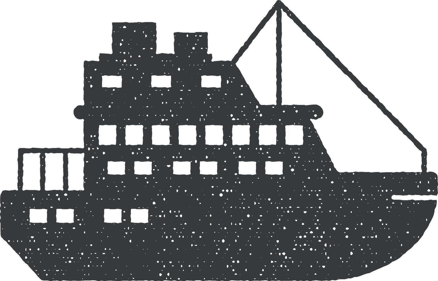 acqua trasporto, nave vettore icona illustrazione con francobollo effetto