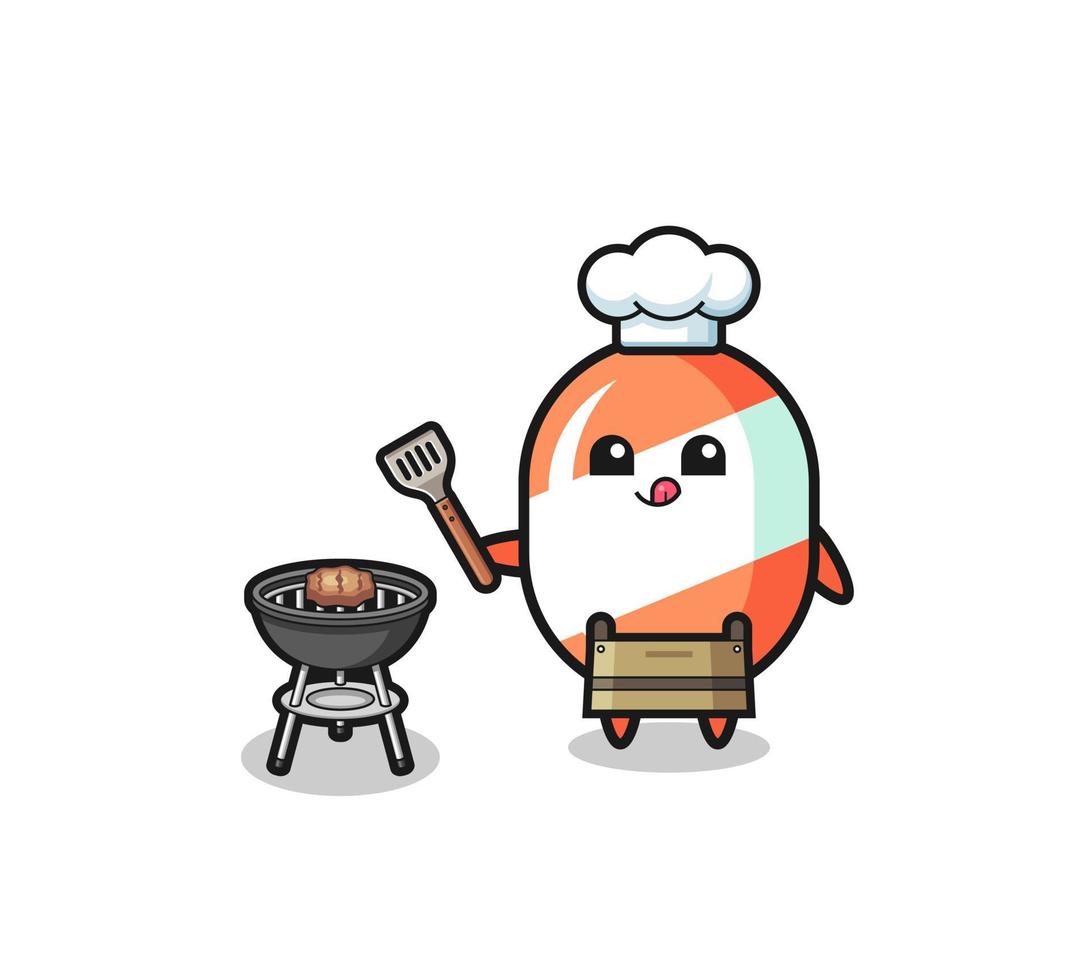 chef di candy barbeque con griglia vettore