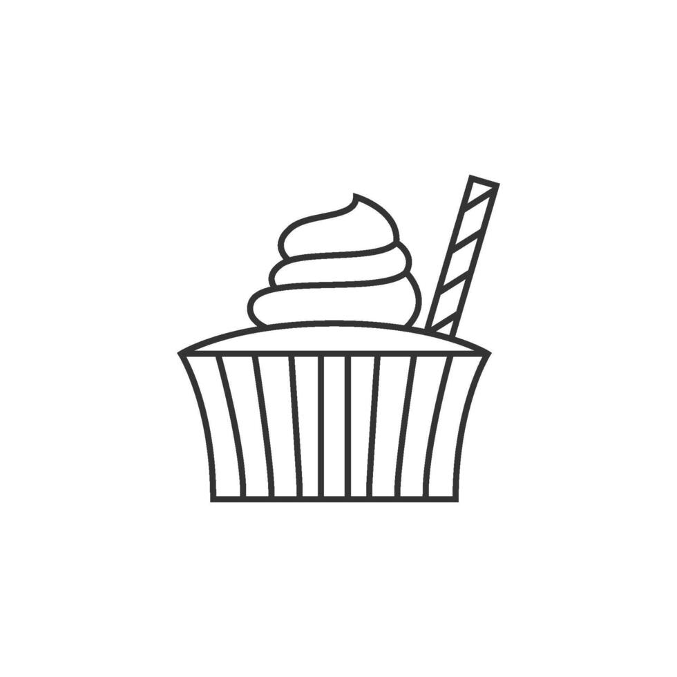 torta icona nel magro schema stile vettore