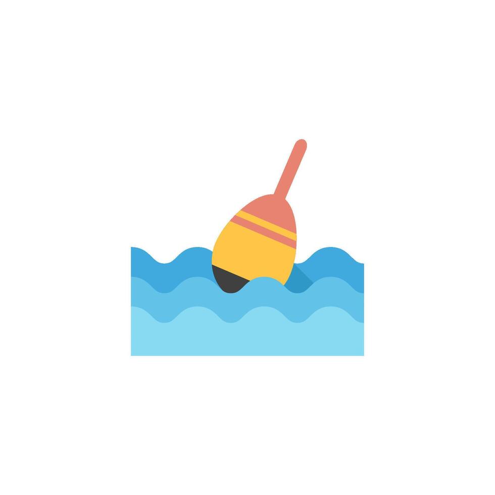 pesca galleggiante icona nel piatto colore stile. sport tempo libero acqua mare lago fiume bobber attrezzatura vettore