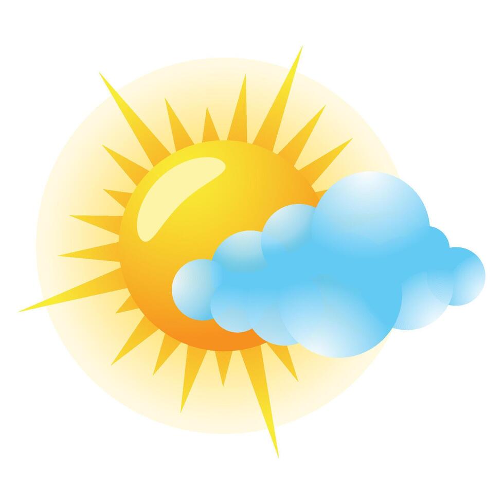 tempo metereologico previsione in parte soleggiato icona nel colore. meteorologia nuvoloso vettore