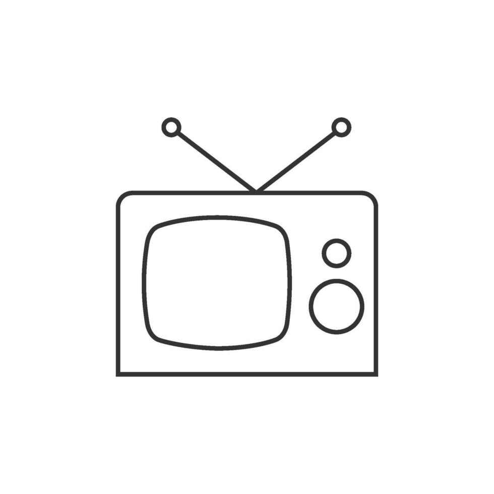 televisione icona nel magro schema stile vettore