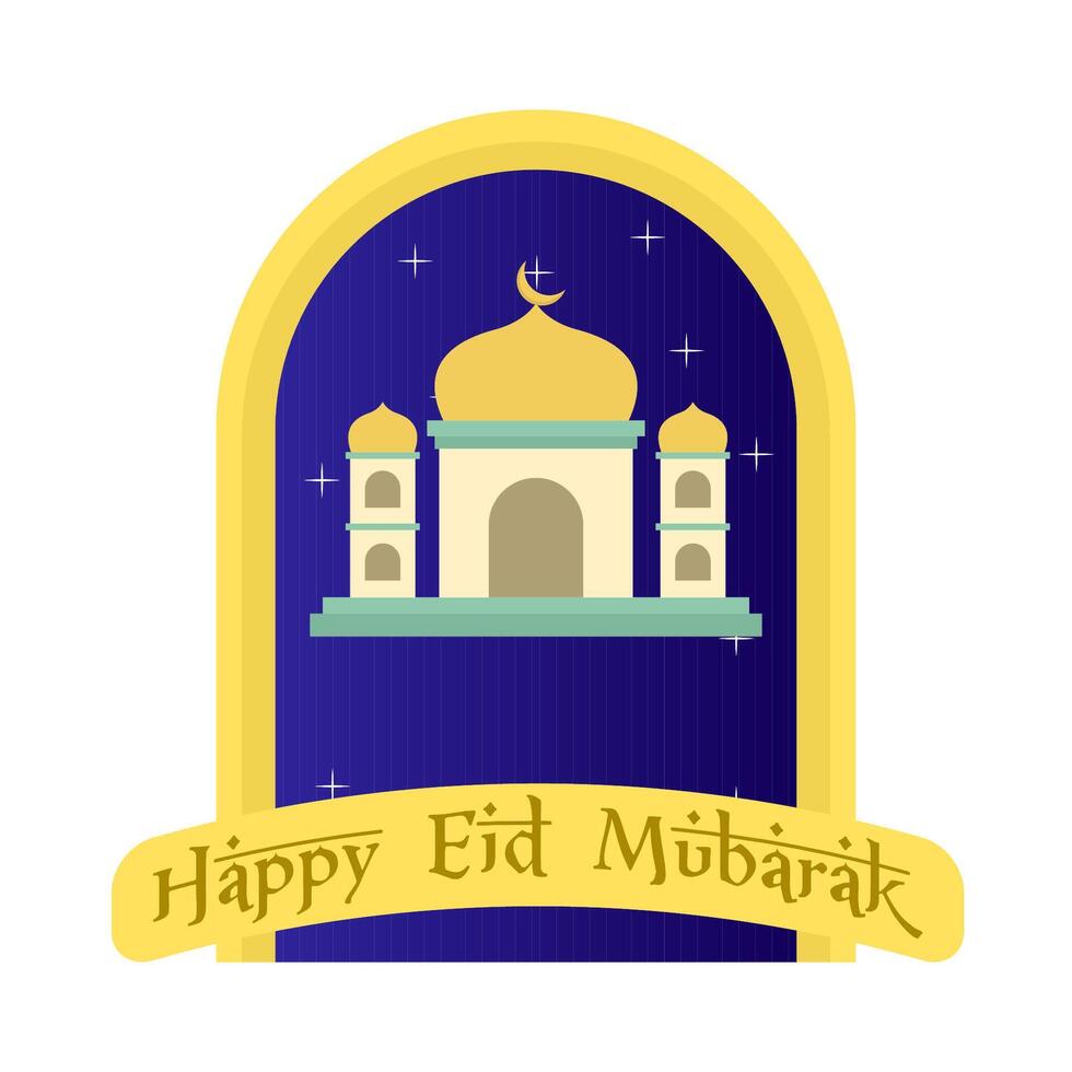 contento eid mubarak saluti distintivo illustrazione vettore